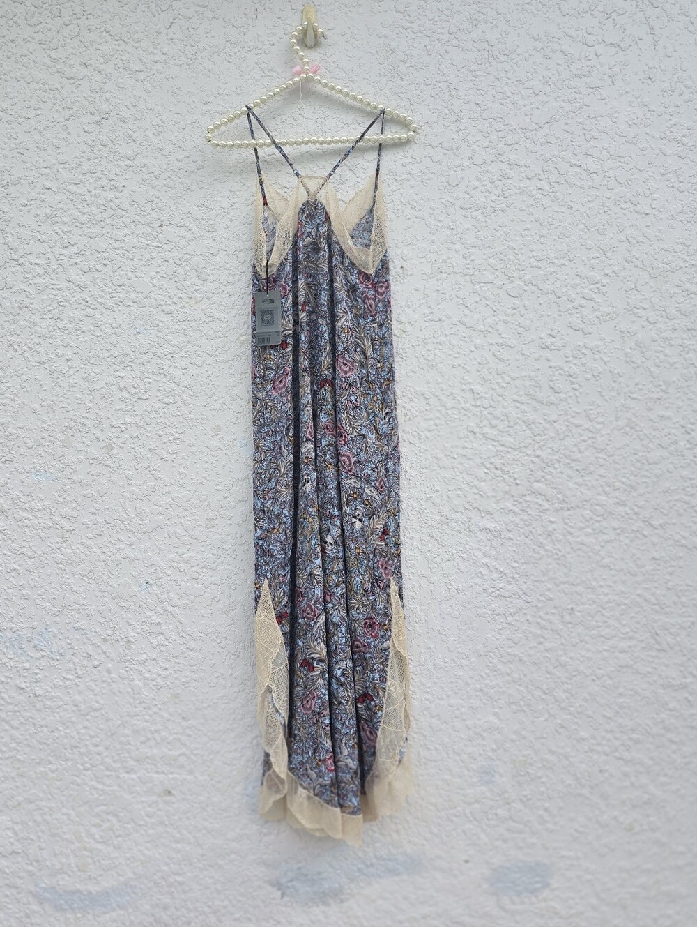 NWT Zadig & Voltaire Ristyl Printed Lace Trim Slip Maxi Dress Multi Color XS - Picture 9 of 14